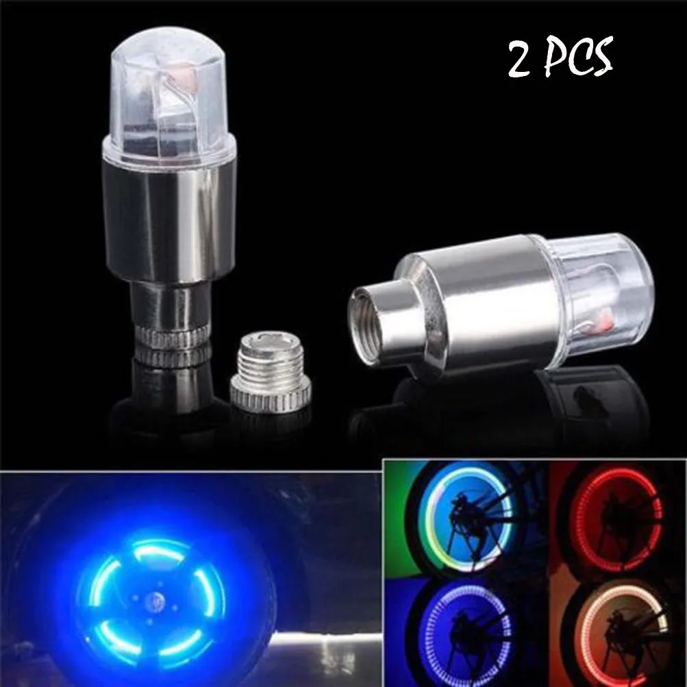 

2pcs Bike Motorcycle Wheel Tire Tyre Valve Cap Neon LED Flash Light Decorative lights Night safety light 2020