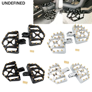 MX Wide Fat Foot Pegs Motorcycle Front Rear Floorboards Footrests Black For Harley Softail Fatboy Breakout Slim Driver Passenger