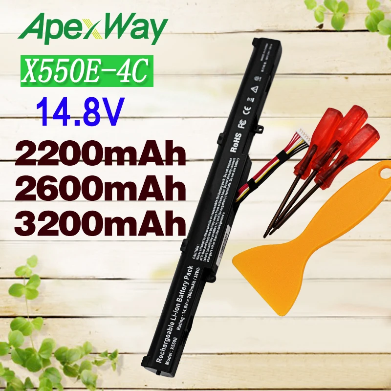 Apexway 2200 мАч 14,8 V A41-X550E Аккумулятор для ноутбука ASUS X450 A450 X450E A450V F450E F450JF F450C X751L X751M A450J X450J