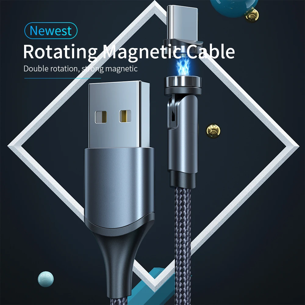2 м/1 м Магнитный кабель 540 поворот Micro USB Type C Мобильный телефон Быстрая зарядка