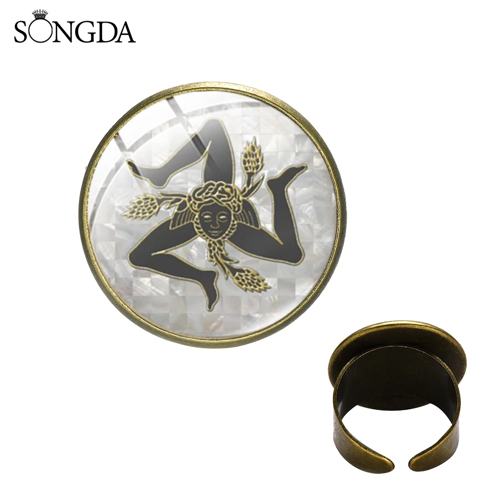 Ретро сицилийских Trinacria кольцо бижутерия ручной работы Классический Сицилия