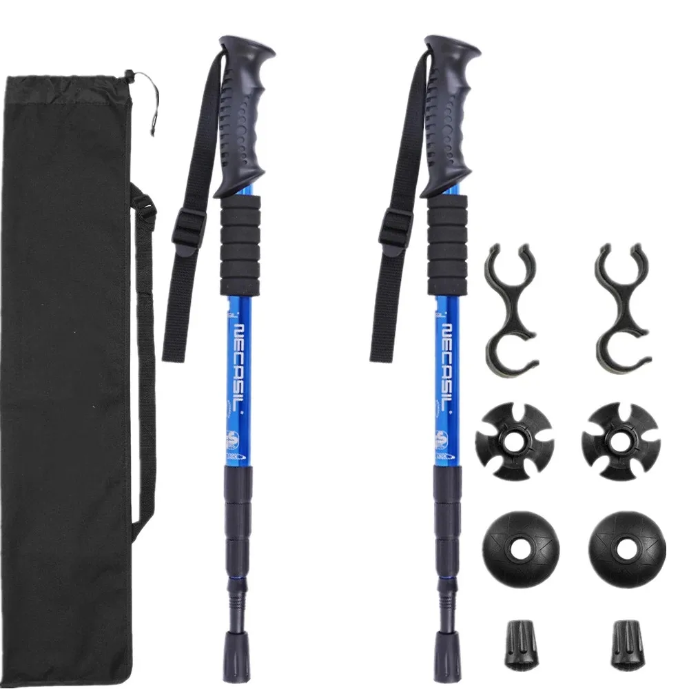 

2pcs/lot Trekking poles hike walking stick nordic walking cane Aluminum ski camp telescopic baton outdoor hiking poles crutches