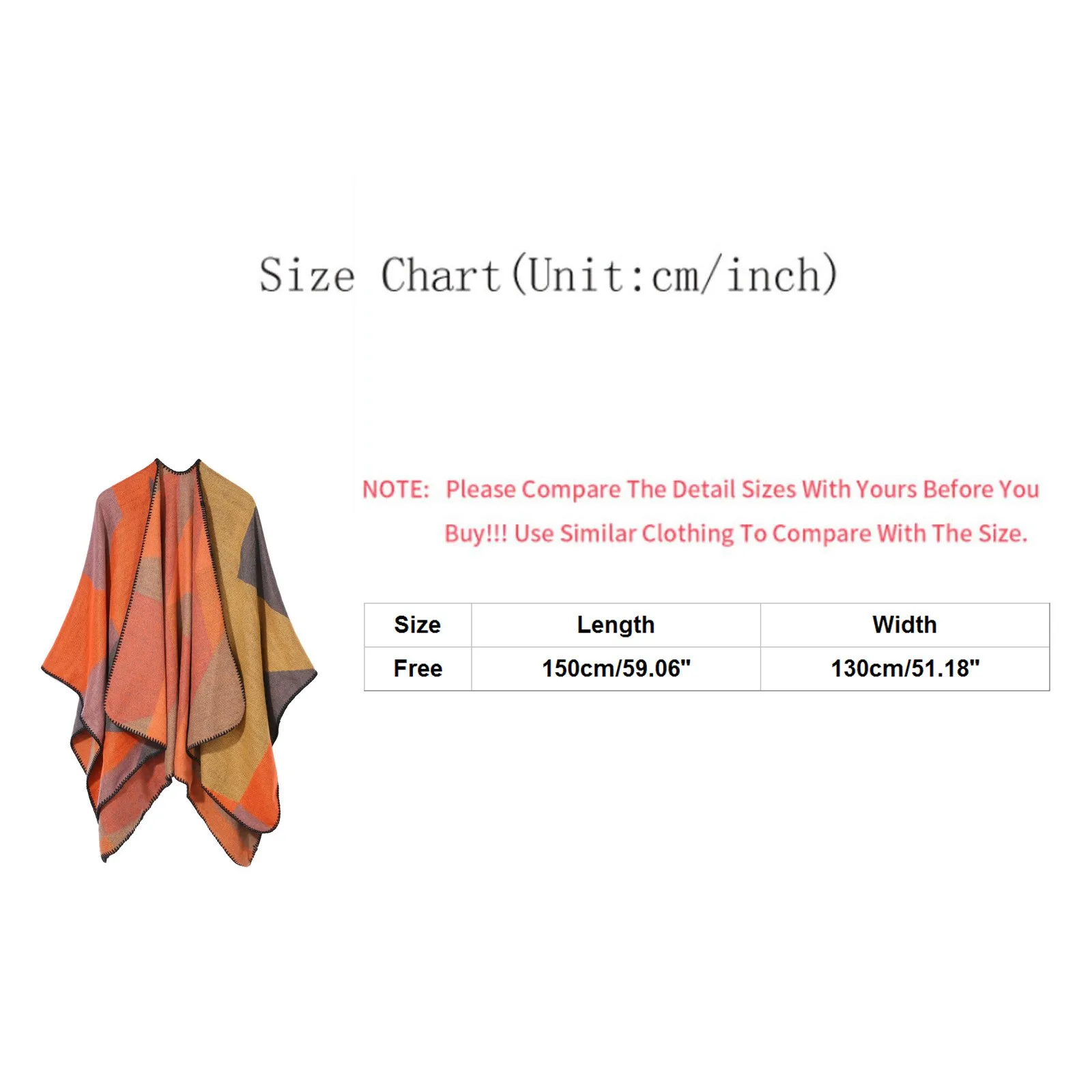 

2021 New Fashion Autumn Winter Warm Plaid Ponchos And Capes For Women Loose Shawls Wraps Color Contrast Female Bufanda Mujer