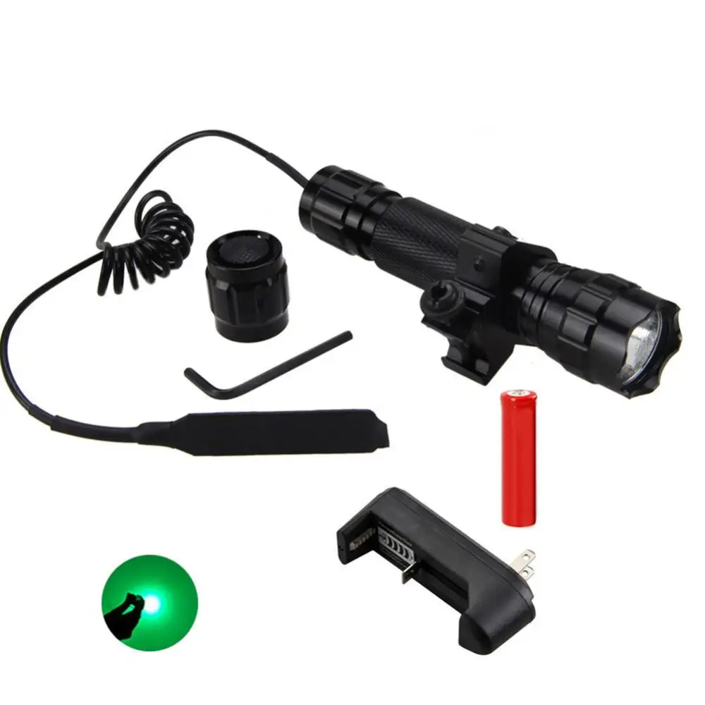 

501B Flashlight Outdoor Aluminum Alloy Tactical Red/Green/White Light Bright long lighting distance LED Hunting Flashlight Torch