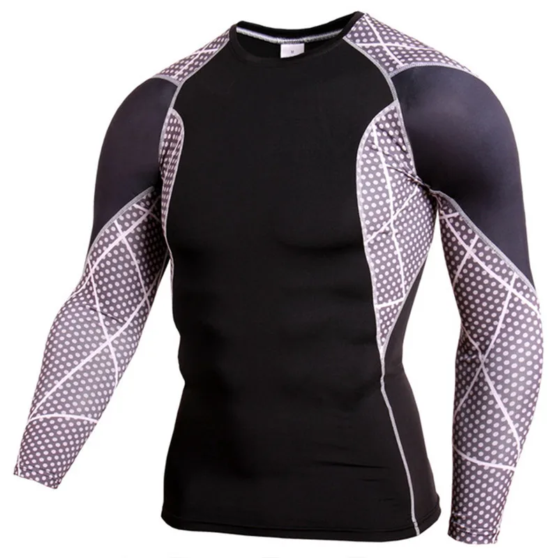 

Men Running Compression Tights T-shirt Long Sleeve Gym Fitness Base Layer Sport Underwear Male Basketball Soccer Training Shirts