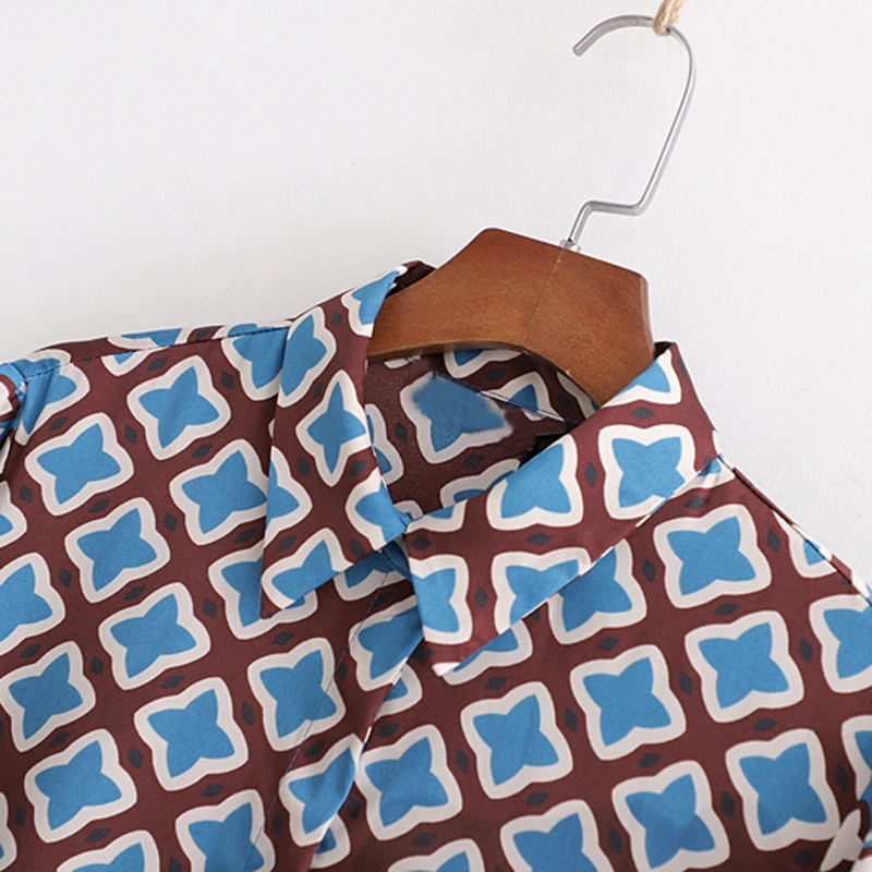 ZOEPO платья с геометрическим принтом женские модные отложным воротником