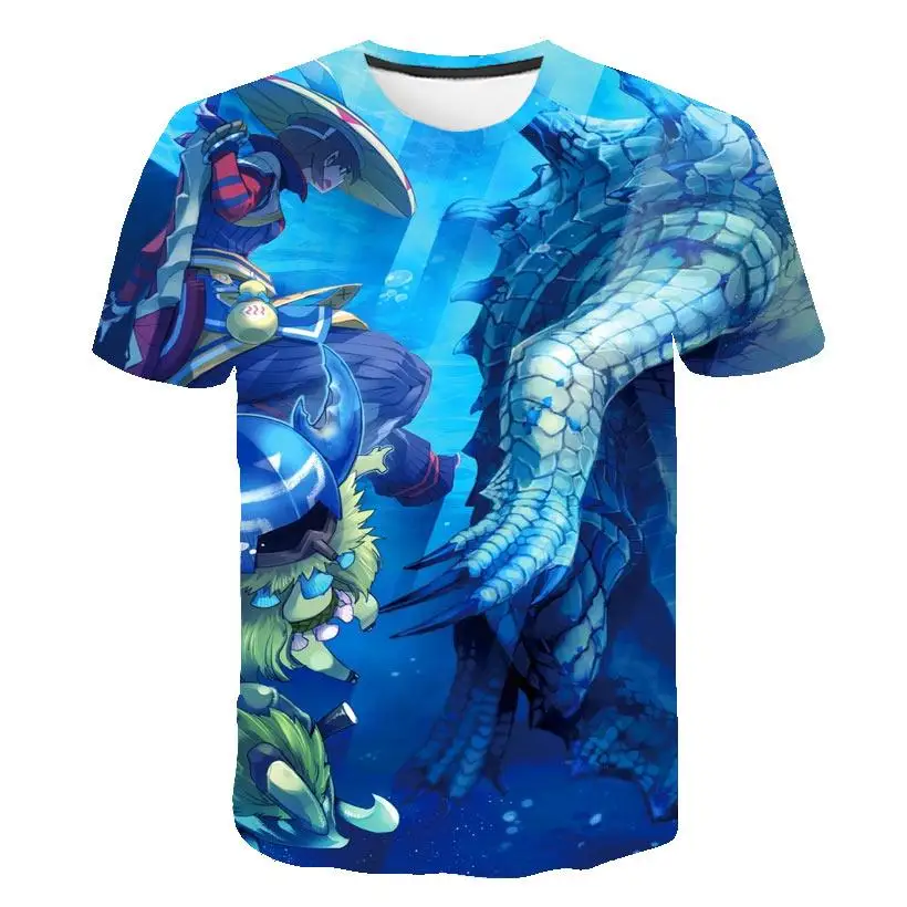 Летняя футболка с короткими рукавами изображением монстра охотника Мужская 3D