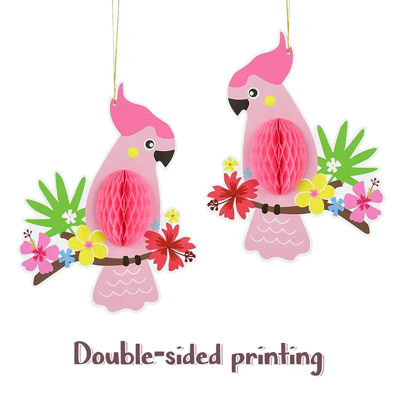 

3pcs/set Parrot Ceiling Hanging Decor Cartoon Animal Paper Decor Summer Home Hawaiian Wedding Birthday Party Decoration Banners
