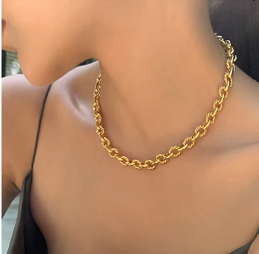 Ожерелье с цепью из латуни и 18-каратного золота Женские Ювелирные украшения