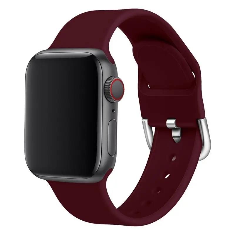Red wine Спортивный силиконовый ремешок для apple watch 5 4 band 44 мм iwatch band 42 мм correa 38 мм pulseira apple watch 5 4 3 2 Браслет ремешок для часов - Цвет ремешка: Red wine