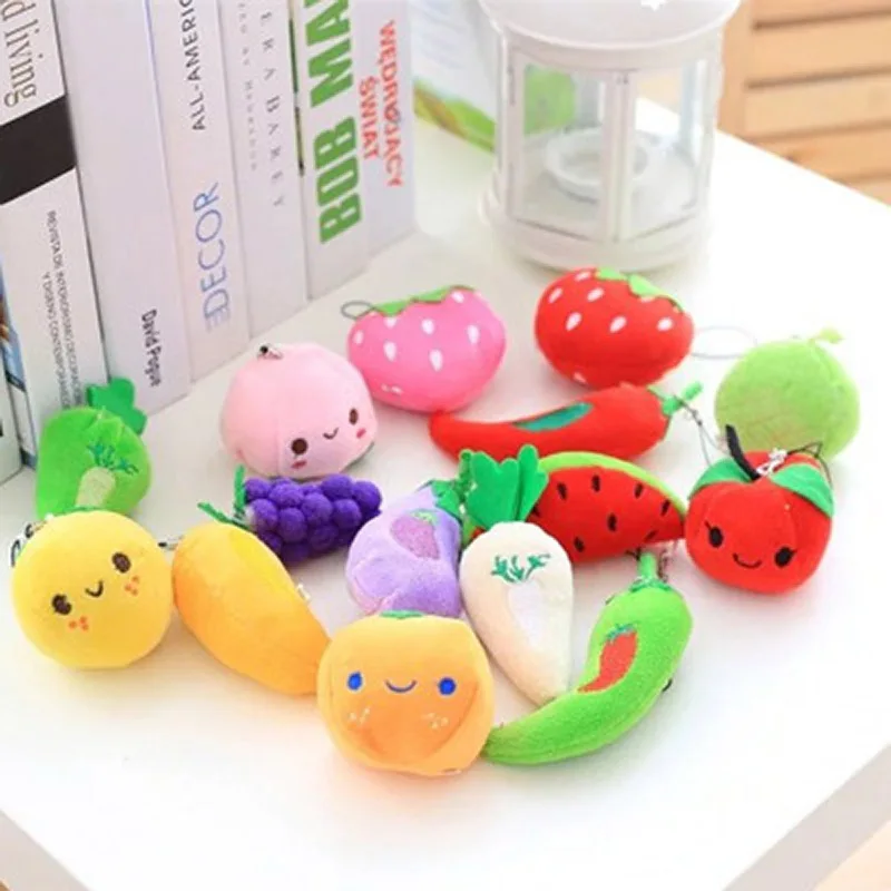 Лучшие продажи для фруктов и овощей плюшевая игрушка мобильный телефон ключ