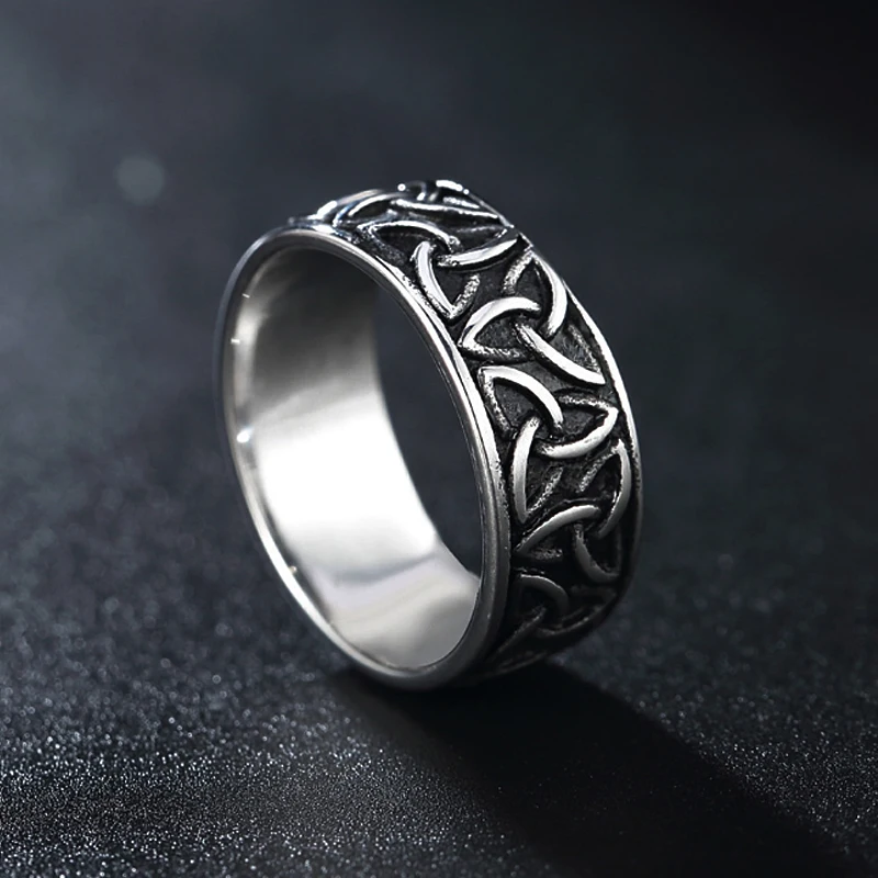 Винтажное кельтское кольцо с узлом простое из нержавеющей стали шириной 8 мм в
