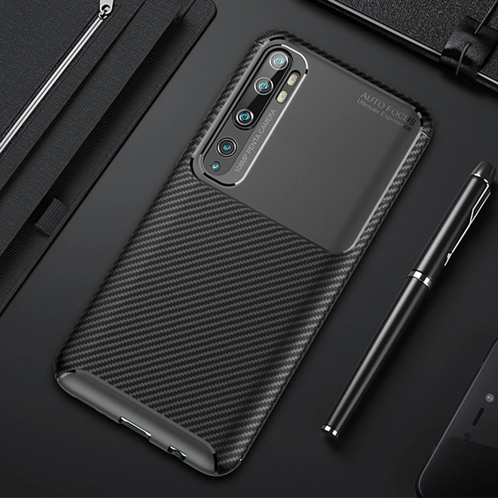 Чехол из углеродного волокна для Xiaomi Mi Note 10 высококачественный чехол с алмазной