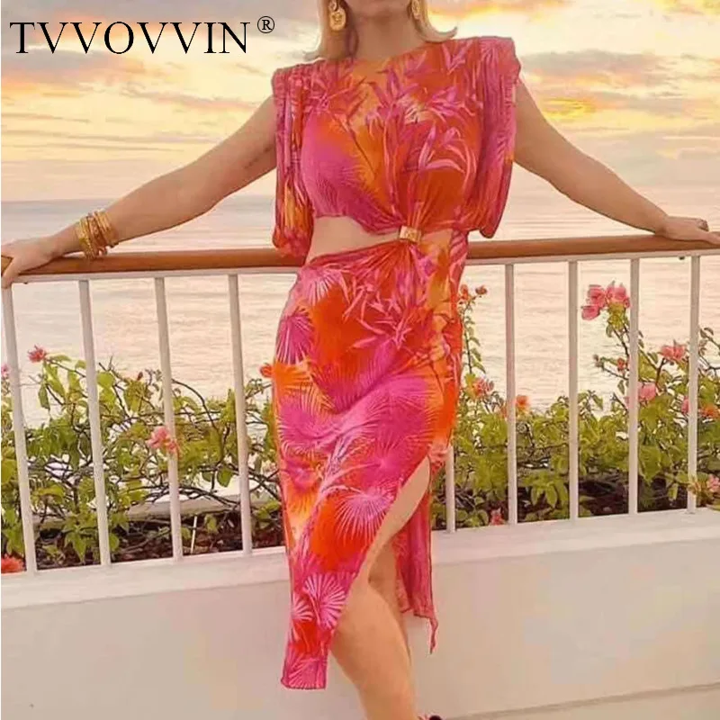 

TVVOVVIN new summer fashion 2020 asymmetrical hollow out high waist pullover sleeveless pan shoulder vacation dress KM5Y