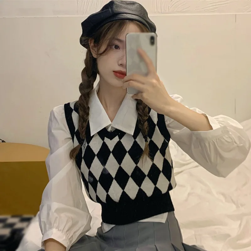 Осенний свитер жилет для женщин пуловер-жилет с V-образным вырезом вязаный в