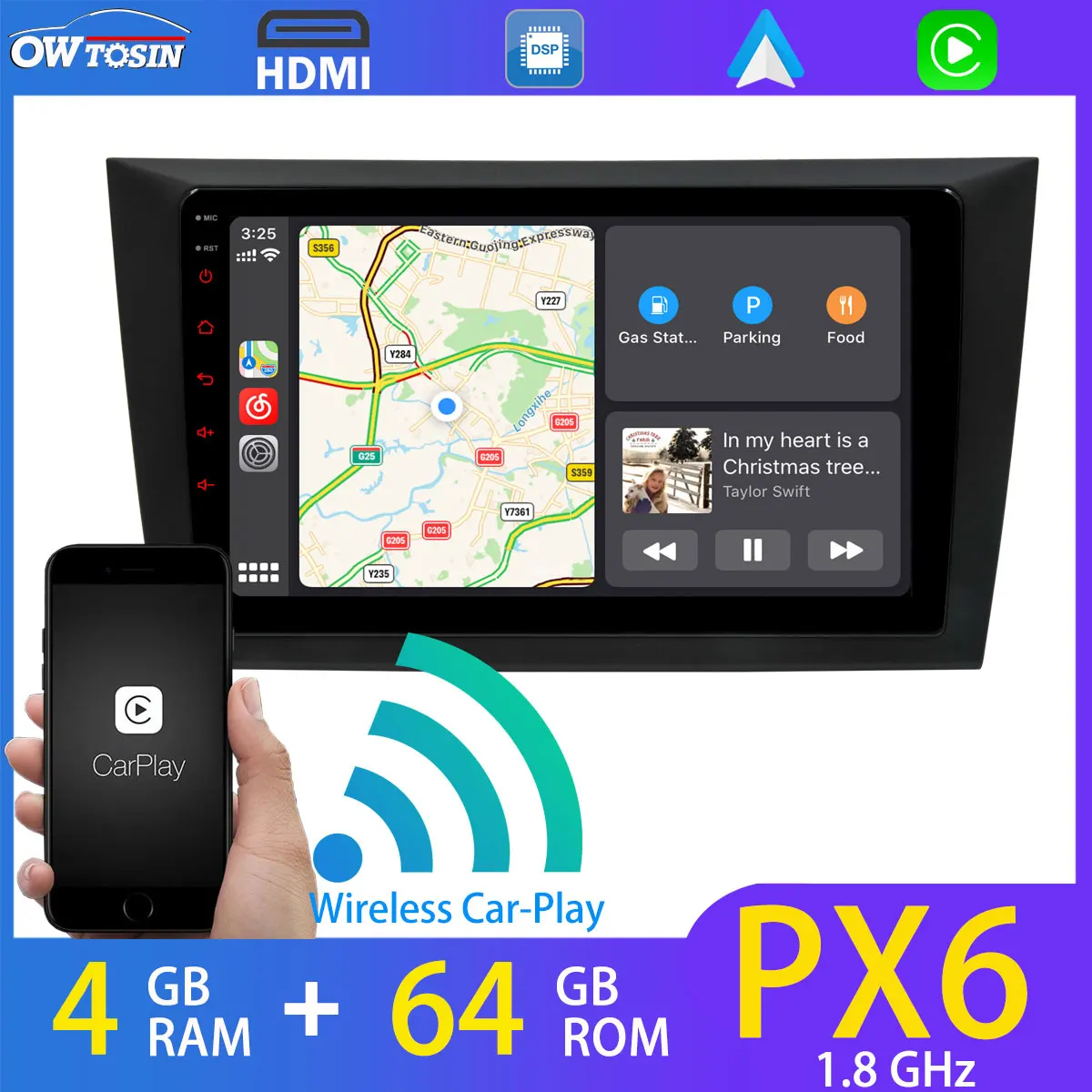 Автомобильный мультимедийный плеер PX6 Android 10 0 4 Гб + 64 ГБ для VW Volkswagen Golf 2008-2012 auto 5 * USB