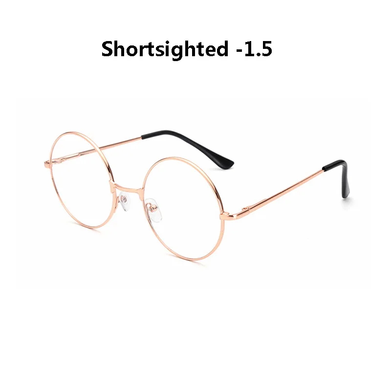 rose gold myopia 1.5 Zilead металлические очки близорукости круглые близорукие очки мужские и женские очки для близоруких с диоптрий-1.0to-4,0 - Цвет оправы: rose gold myopia 1.5