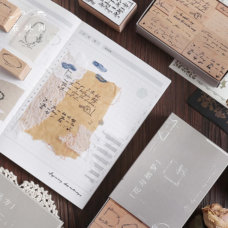 Винтажные стихи и расстояние растение цветок этикетка украшение штамп DIY