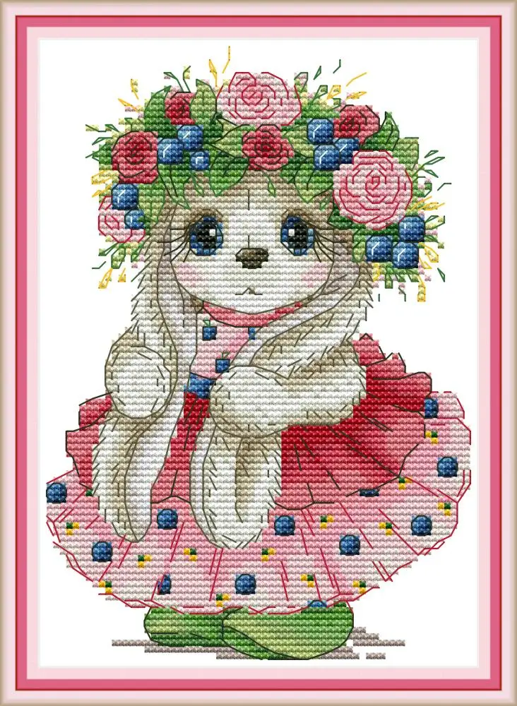 Cute rabbit cartoon animal Chinese painting counted printed on canvas DMC 14CT 11CT Cross Stitch Needlework Sets Embroidery kits |