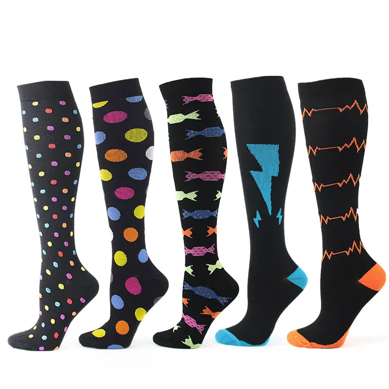 4/5/6Men's And Women's Sports Compression Socks Nursing Halloween Animal Running Hiking Cycling Multicolor Compression Stockings