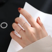 fashion simple silver plated geometric line smooth ring personalized women rose gold color ring casual party jewelry size us3 23