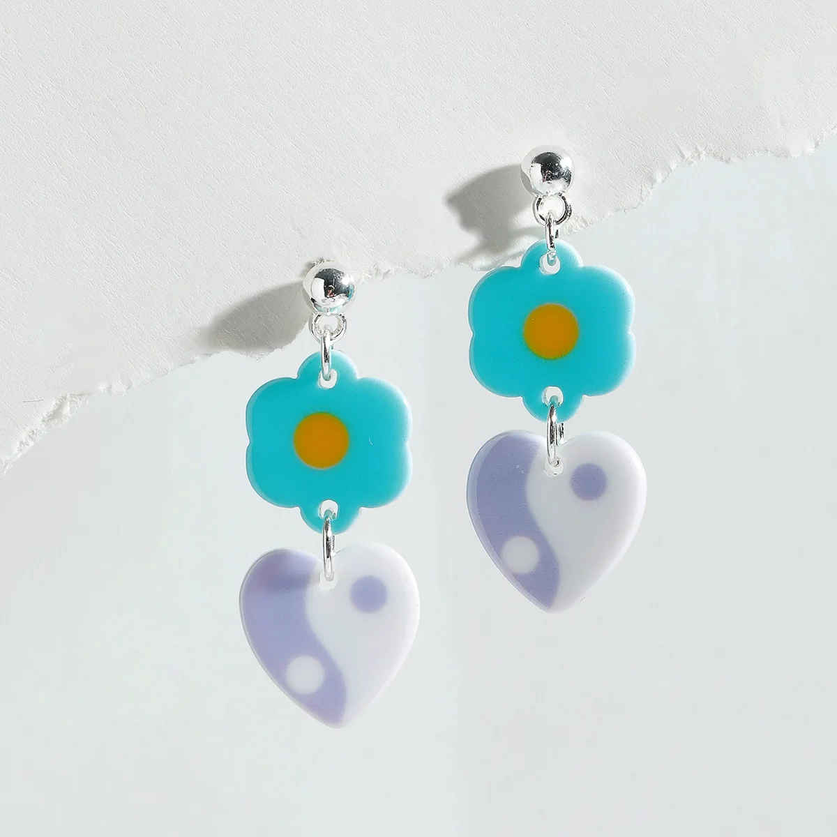 

New Ins Candy Color Flower Yin Yang Earrings for Women Acrylic 90s Style Vintage Earring Charms Fashion Jewelry Y2K Aesthetic
