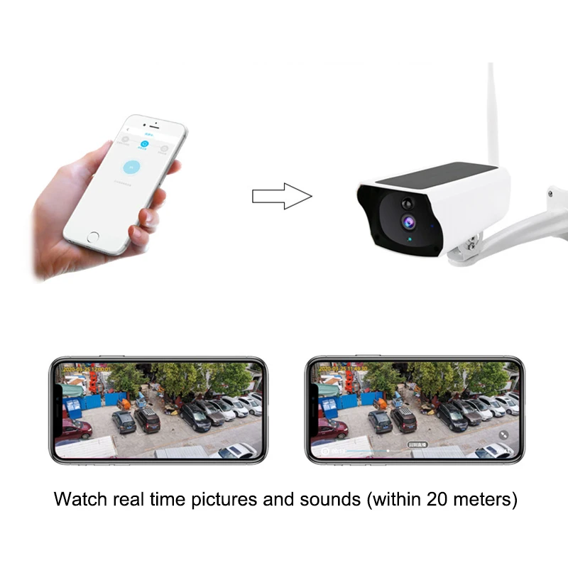 

Solar Powered Security Camera Wireless Wi-Fi Camera 1080P HD IP67 Waterproof Night Vision Camcorders Outdoor with 64G SD Card