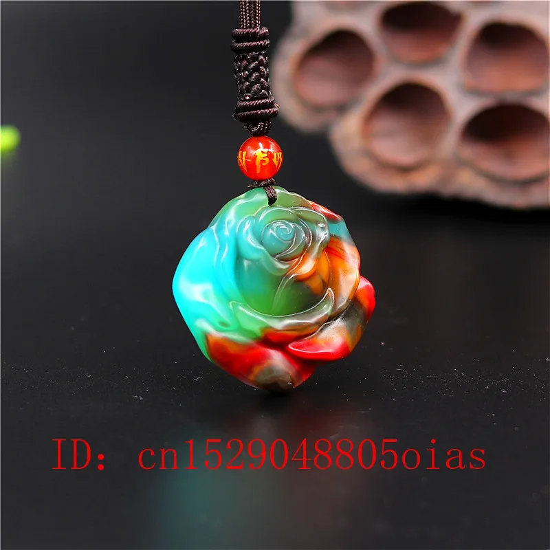 Натуральный Цвет Китайский нефритовый цветок кулон ожерелье модное очарование