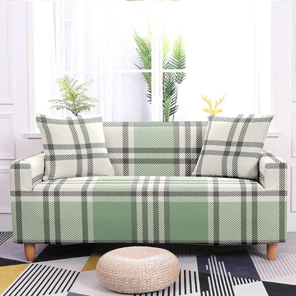Home Plaid Sofa Cover Elastic Slipcovers Corner Towel Couch Covers for Living Room 1/2/3/4 Seater | Дом и сад