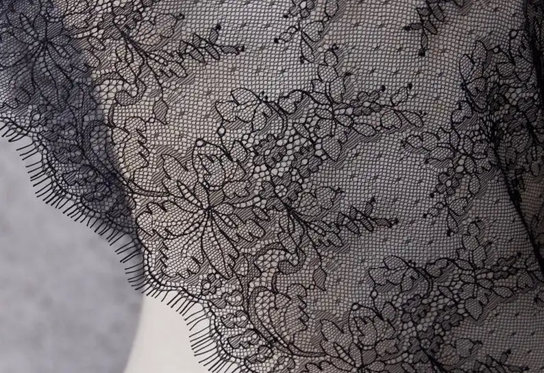 3 yards Black Lace Trimchantilly Lace Trim with Double Scallops