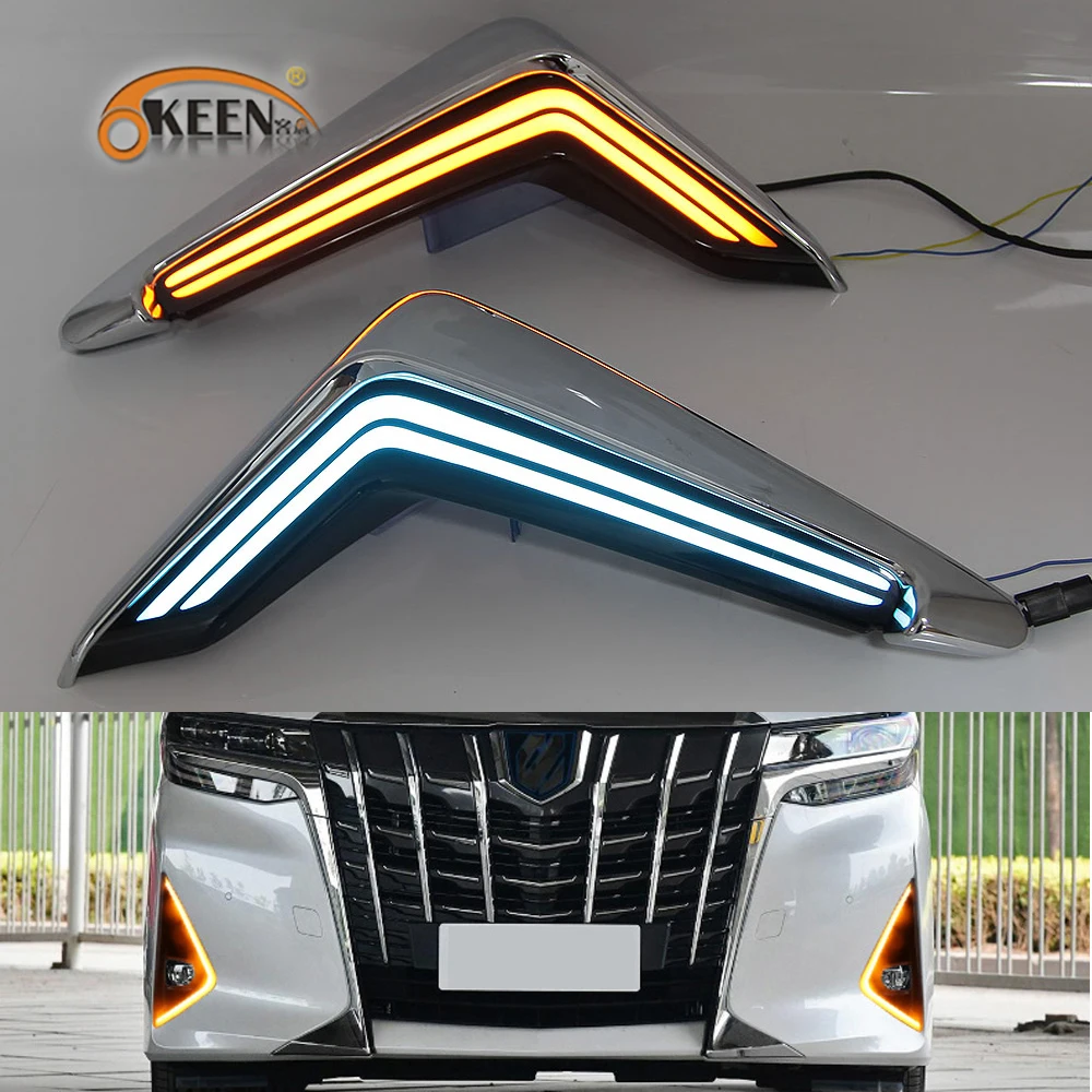 2 шт. светодиодный дневные ходовые огни для Toyota Alphard 2018 2019 Габаритные дневного