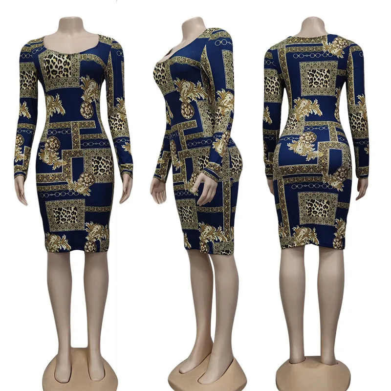 

2021 spring Fashion Printed Long Sleeve Sexy Dress Leopard Ladies Nightclub Party Dress Streetwear Casual Women Dress Dropshippi
