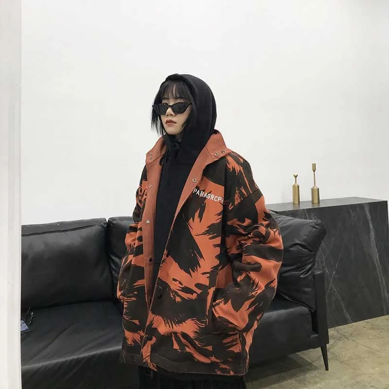 

Camo Jackets 2020 Winter womens Streetwear Hip Hop Windbreaker Harajuku Korean Fashions Two Side Jacket Coats Clothes