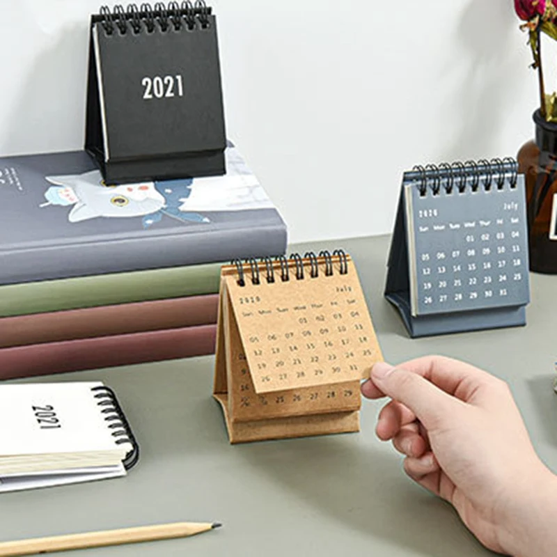 

2021 Simple Black White Grey Series Desktop Calendar Dual Daily Schedule Table Planner Yearly Agenda Organizer Office