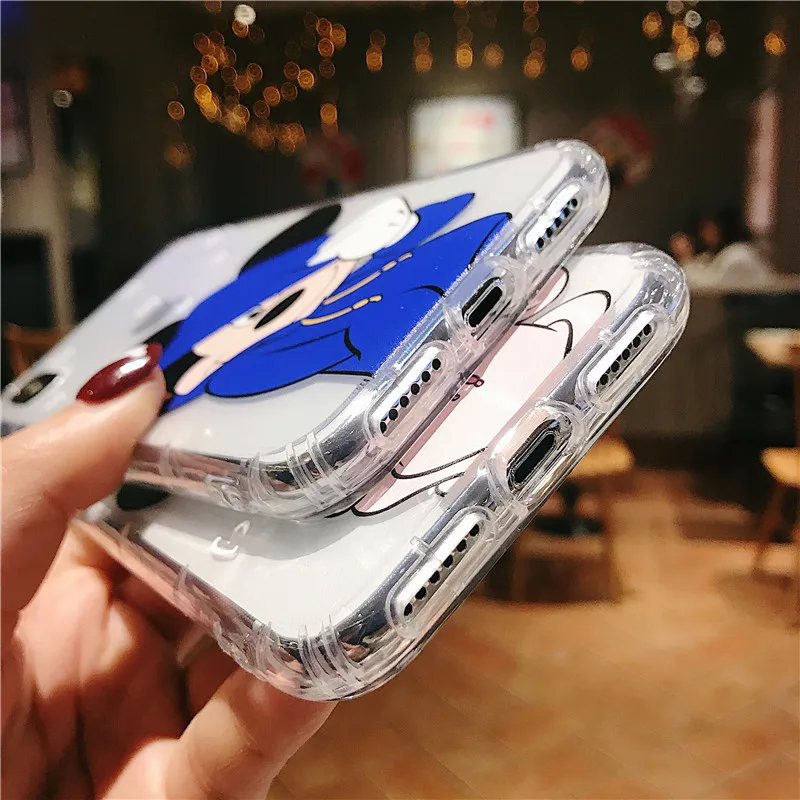 Милый чехол для телефона с мультяшными животными iPhone 11Pro X XR XS MAX Прозрачный мягкий