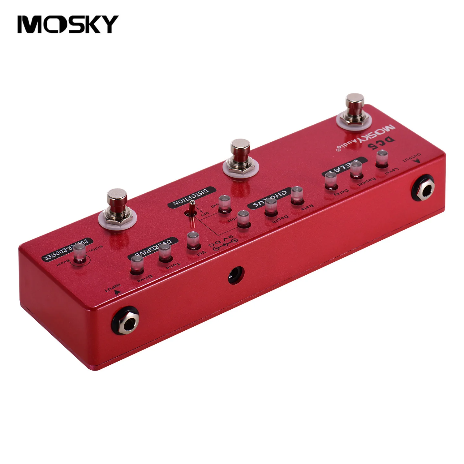 

MOSKY DC5 6-in-1 Guitar Multi-Effects Pedal Delay Chorus Distortion Overdrive Booster Buffer Full Metal Shell with True Bypass