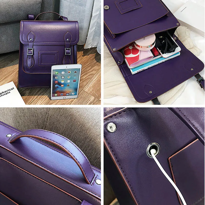 Черно белые школьные рюкзаки для девочек винтажный кожаный роскошный брендовый