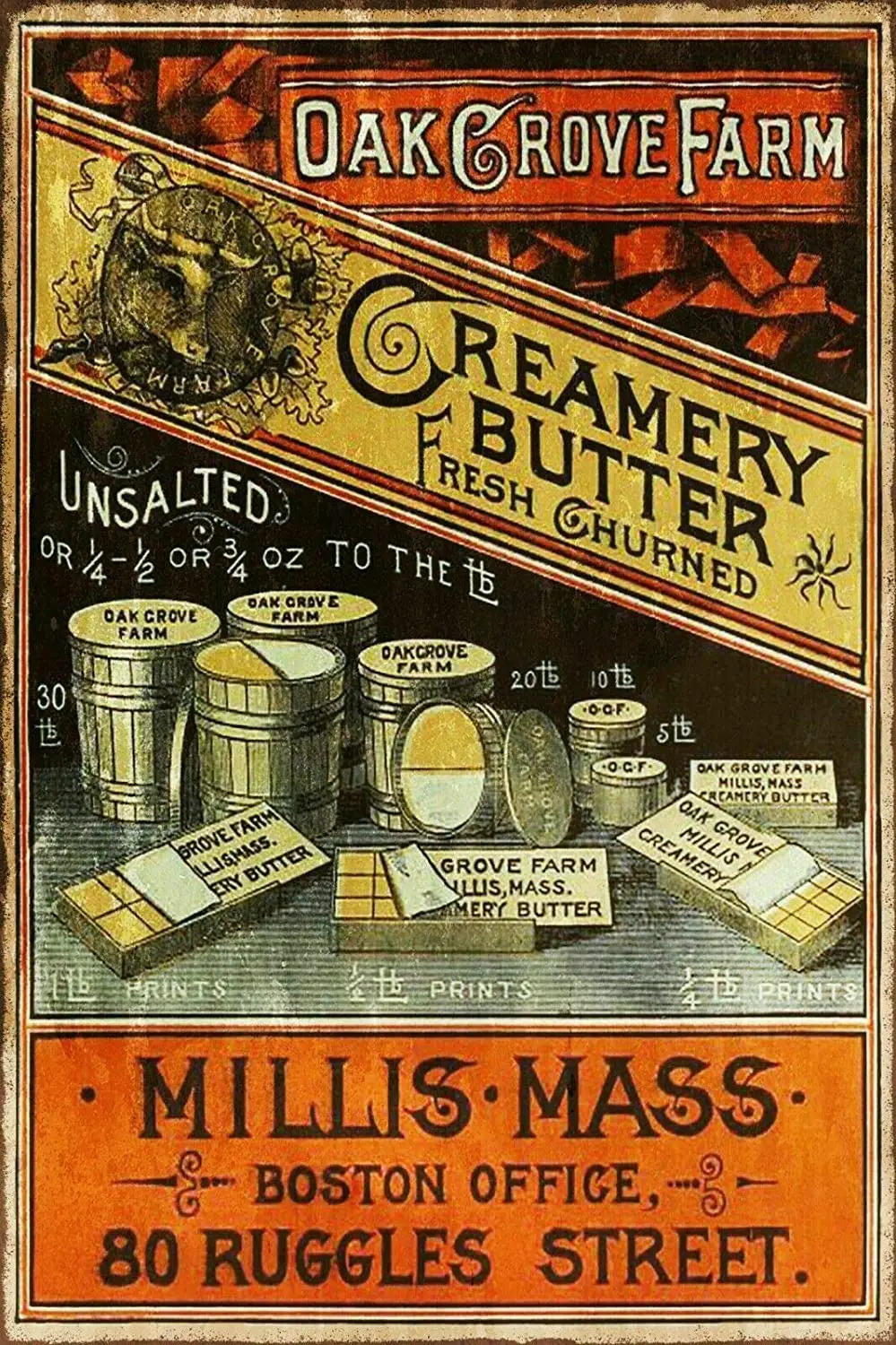 

Creamery Butter Decor Signs 12x8 Inch Metal Tin Sign