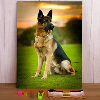 animal german shepherd printed canvas 11ct cross stitch diy embroidery set dmc threads craft sewing painting adults
