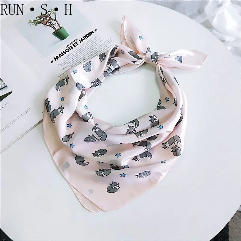 Роскошный бренд маленькая лиса 70x70 см платок маленький шарф женский весенний