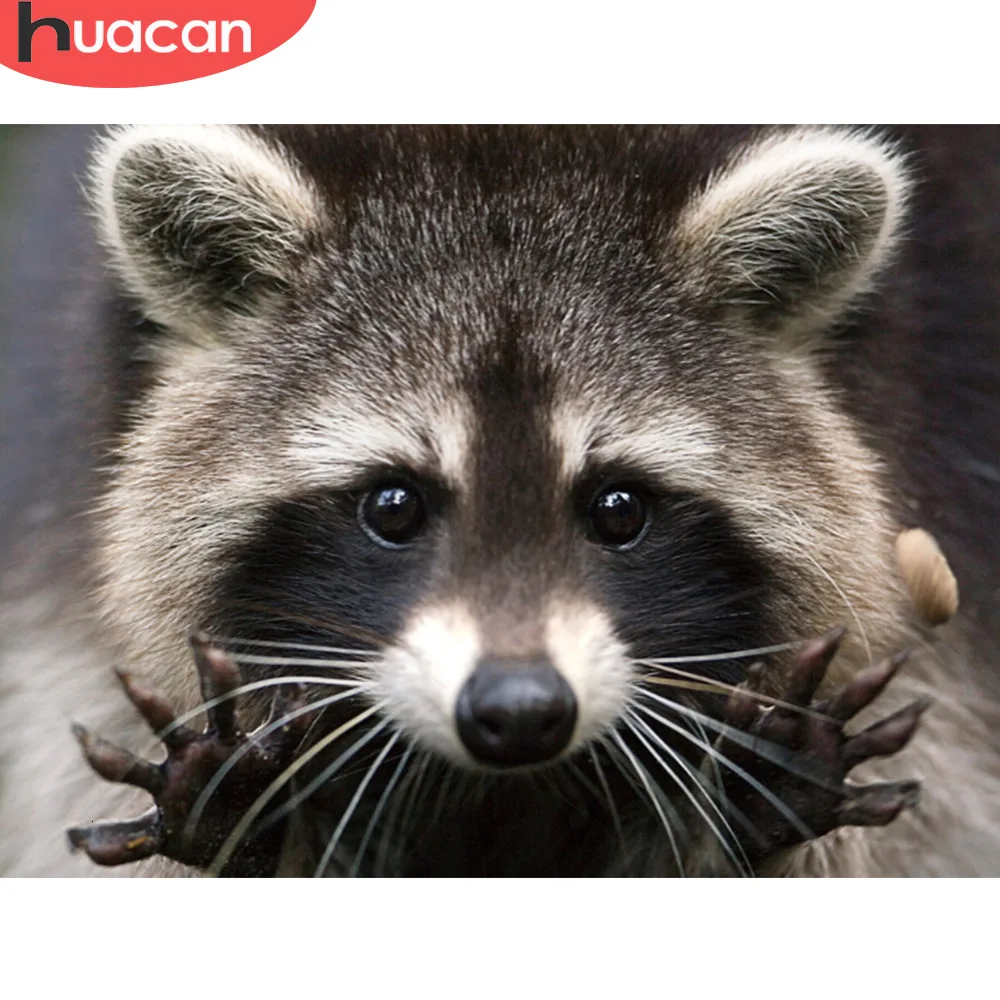 

HUACAN Париж Эйфелева башня Алмазная мозаика крест вышивка "Енот" подарок ручной работы DIY 5D алмазов картина с серией вышивок в виде животных, А...