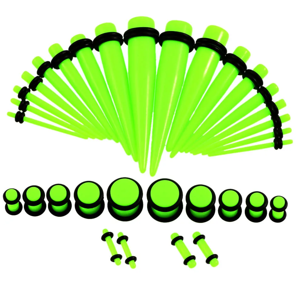 Color08 UOTOP 36PCS Ear Stretching Kit 14G-00G Acrylic Tapers and Plugs Silicone Tunnels Ear Gauges Expander Set Body Piercing Jewelry - Окраска металла: Color08