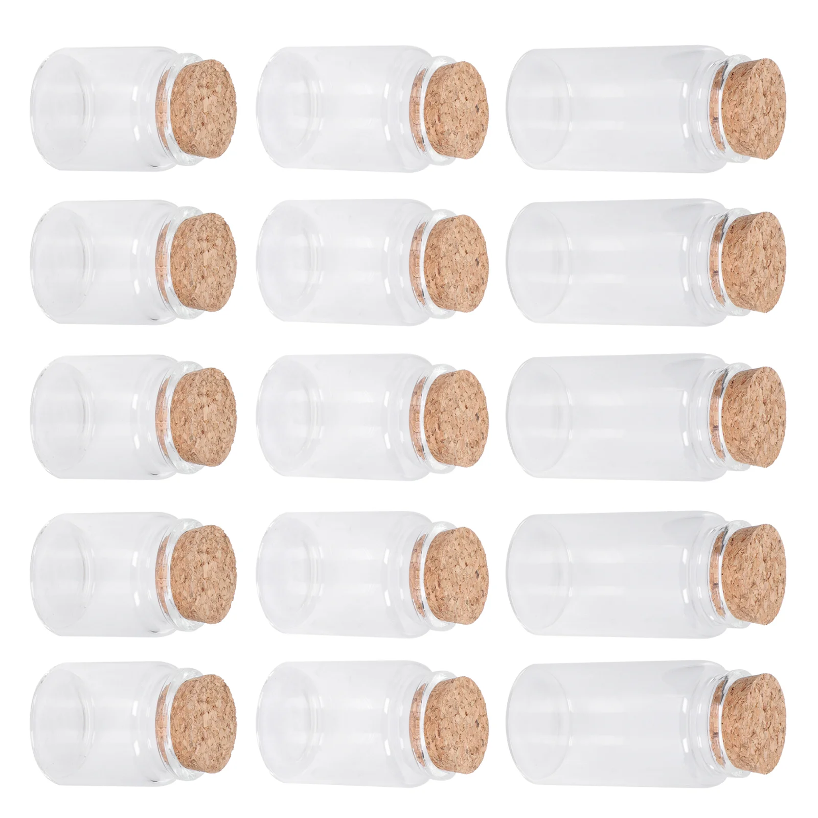 

15pcs Wooden Cork Wishing Bottles Transparent Glass Jars Corked Small Bottles
