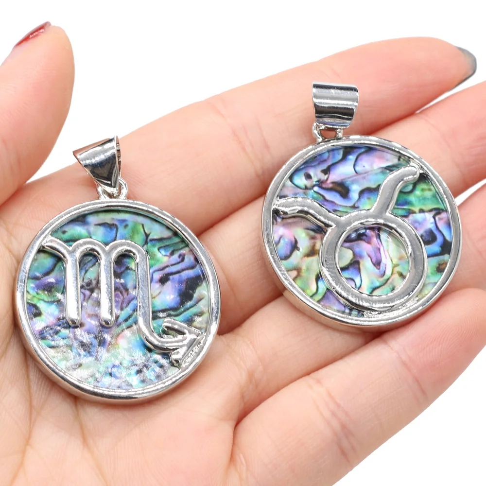 Купи New Fashion Alloy Symbol Pendant Natural Abalone Shell Charms for Handmade DIY Necklace Making Jewelry Findings Gift 32x32mm за 112 рублей в магазине AliExpress