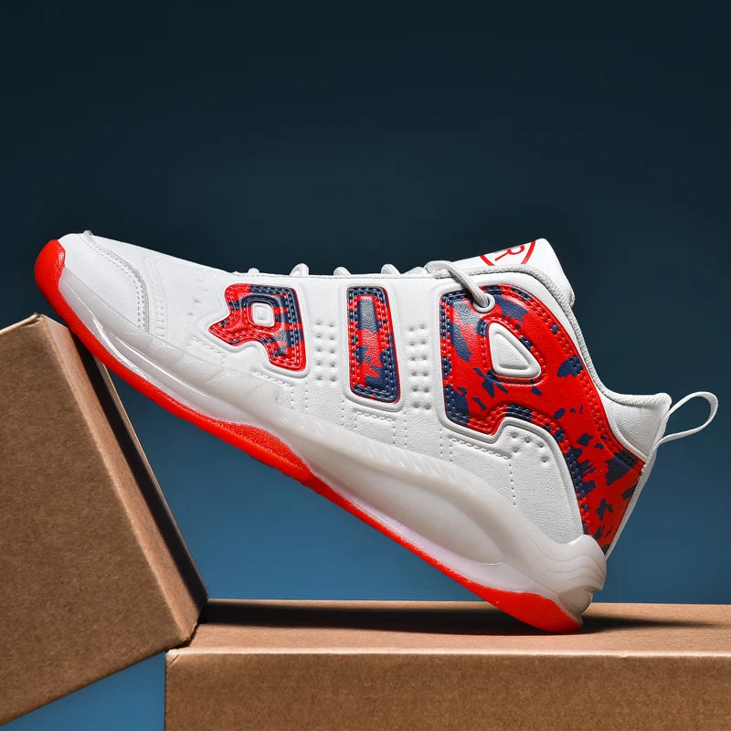 

Мужские повседневные баскетбольные кроссовки уличные туфли, кожаные Нескользящие кроссовки, мужские теннисные кроссовки, спортивные трен...