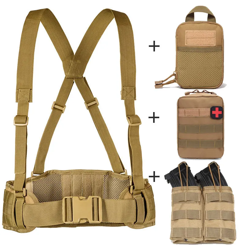 Khaki 4 Тактический ремень Molle военный ремень 1000d нейлоновый ремень мужской охотничий удобный Боевой страйкбол Мягкий регулируемый ремень Pasek - Цвет: Khaki 4