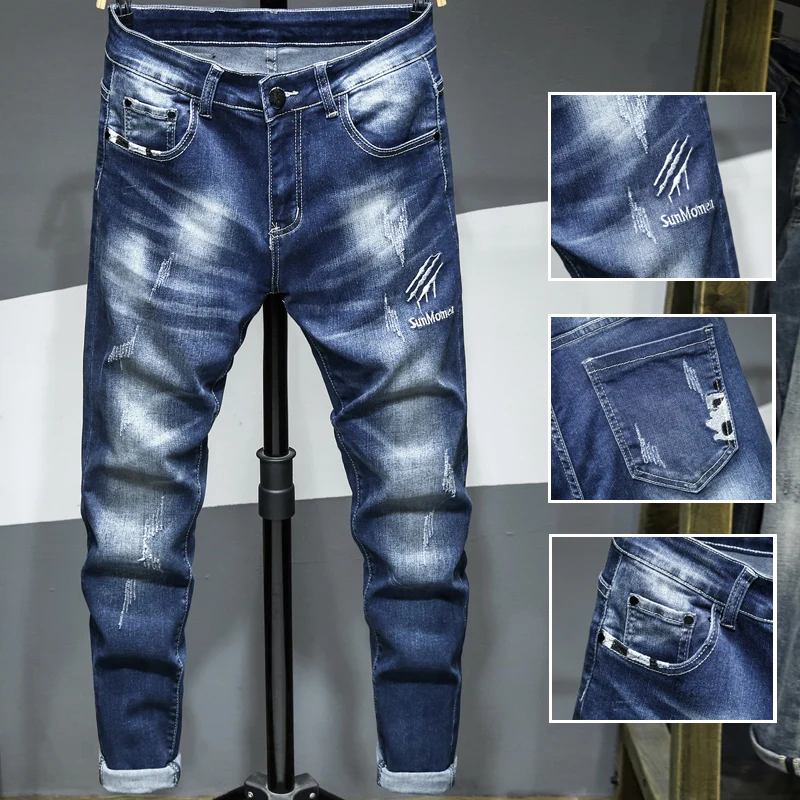 

Trousers Jeans For Men Pants Fashion Casual Pant Hip Hop Streetwear Denim Biker High Quality Male Designer Ripped Comfortable