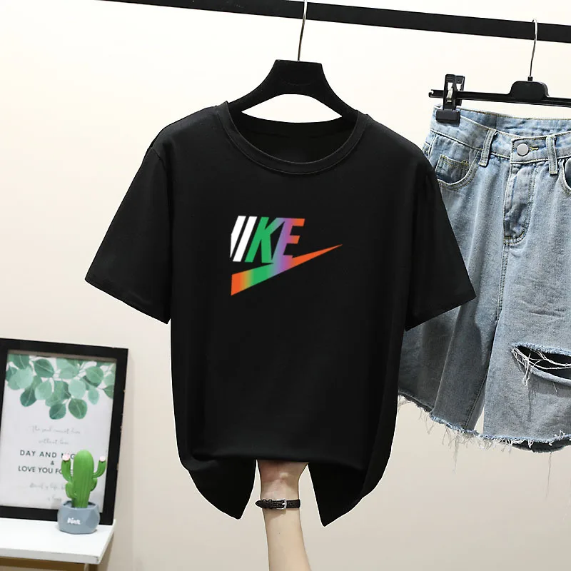 

SSEURAT Letter Printing T Shirt Summer Women Short Sleeve Leisure Top Tee Casual Ladies Female T Shirts Plus Size Woman Clothing