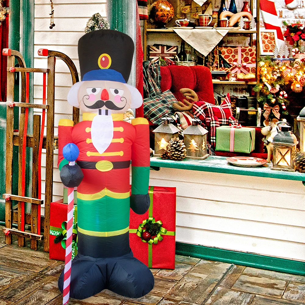 

2.4M LED Light Christmas Inflatable Model Super Big Nutcracker Solider Doll Toys Garden Party Market Shop Xmas Decoration 2021