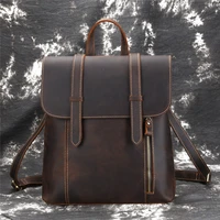 leather backpack mens bag hand rub color trend backpack leather travel bag retro leisure street fashion bag